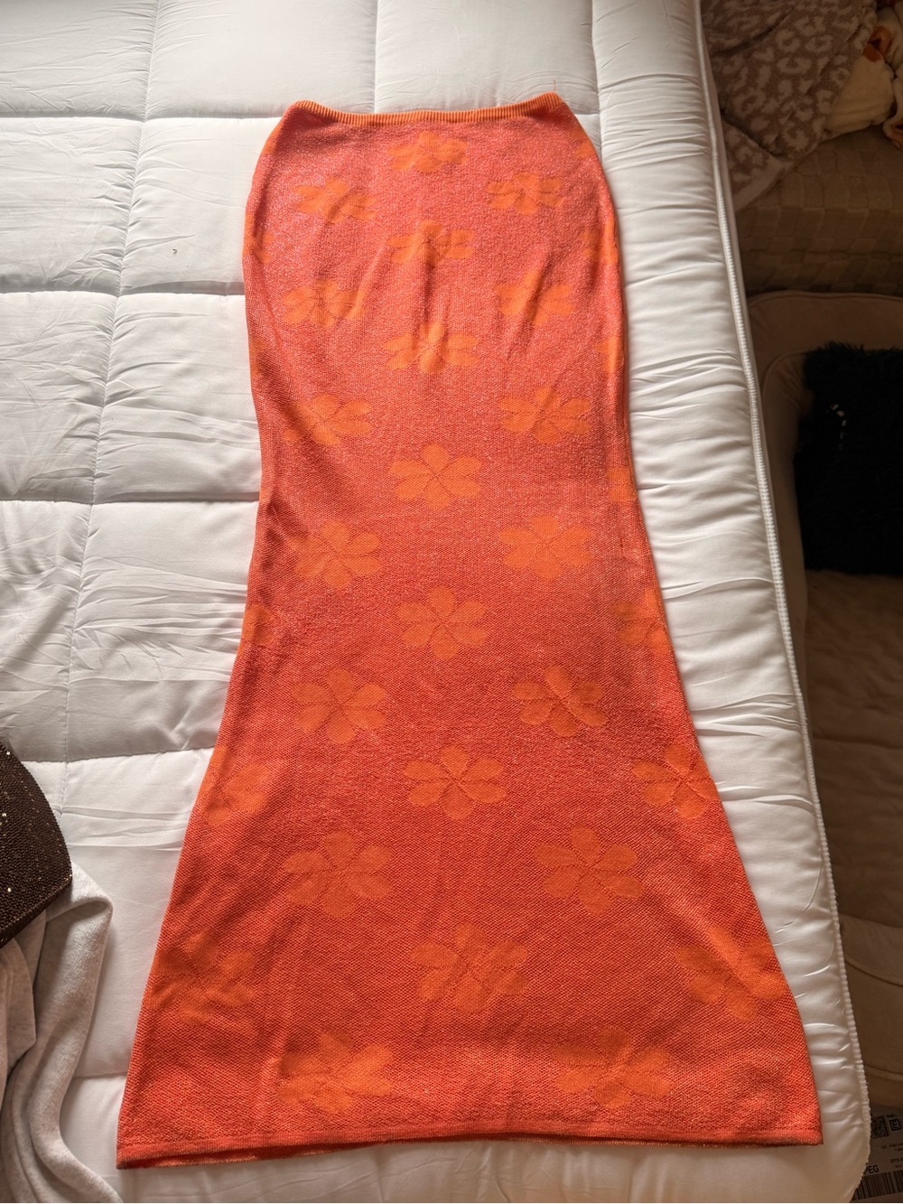 Orange shimmer maxi skirt